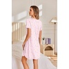 image:imageEkouaer Nightgowns for Women Pleated Sleep Shirts Short Sleeve Night Shirts  Lace Trim Night Gown Ladies Sleep Dress Night Dress Victorian Sleepwear Soft Pajama Dress Casual Loungewear Cute PrintPink Petal Whisper