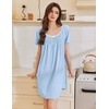 image:imageEkouaer Nightgowns for Women Pleated Sleep Shirts Short Sleeve Night Shirts  Lace Trim Night Gown Ladies Sleep Dress Night Dress Victorian Sleepwear Soft Pajama Dress Casual Loungewear Cute PrintLight Blue
