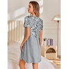 image:imageEkouaer Nightgowns for Women Pleated Sleep Shirts Short Sleeve Night Shirts  Lace Trim Night Gown Ladies Sleep Dress Night Dress Victorian Sleepwear Soft Pajama Dress Casual Loungewear Cute PrintGray Floral