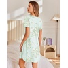 image:imageEkouaer Nightgowns for Women Pleated Sleep Shirts Short Sleeve Night Shirts  Lace Trim Night Gown Ladies Sleep Dress Night Dress Victorian Sleepwear Soft Pajama Dress Casual Loungewear Cute PrintFloral Light Green