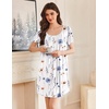 image:imageEkouaer Nightgowns for Women Pleated Sleep Shirts Short Sleeve Night Shirts  Lace Trim Night Gown Ladies Sleep Dress Night Dress Victorian Sleepwear Soft Pajama Dress Casual Loungewear Cute PrintWhite Flower