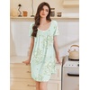 image:imageEkouaer Nightgowns for Women Pleated Sleep Shirts Short Sleeve Night Shirts  Lace Trim Night Gown Ladies Sleep Dress Night Dress Victorian Sleepwear Soft Pajama Dress Casual Loungewear Cute PrintFloral Light Green