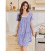 image:imageEkouaer Nightgowns for Women Pleated Sleep Shirts Short Sleeve Night Shirts  Lace Trim Night Gown Ladies Sleep Dress Night Dress Victorian Sleepwear Soft Pajama Dress Casual Loungewear Cute PrintFloral Purple