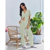 image:imageEkouaer Pajamas for Women Set Button Up Soft Pjs Short Sleeve Lounge Sets  Cute Scalloped Trim Notch Collar Side Pockets Soft Breathable FabricIdeal for Daily Wear Maternity PostpartumSage Green
