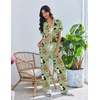 image:imageEkouaer Pajamas for Women Set Button Up Soft Pjs Short Sleeve Lounge Sets  Cute Scalloped Trim Notch Collar Side Pockets Soft Breathable FabricIdeal for Daily Wear Maternity PostpartumGreen Cat Print