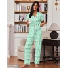 image:imageEkouaer Pajamas for Women Set Button Up Soft Pjs Short Sleeve Lounge Sets  Cute Scalloped Trim Notch Collar Side Pockets Soft Breathable FabricIdeal for Daily Wear Maternity PostpartumGreen Butterfly
