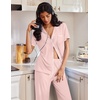 image:imageEkouaer Pajamas for Women Set Button Up Soft Pjs Short Sleeve Lounge Sets  Cute Scalloped Trim Notch Collar Side Pockets Soft Breathable FabricIdeal for Daily Wear Maternity PostpartumPink