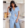 image:imageEkouaer Pajamas for Women Set Button Up Soft Pjs Short Sleeve Lounge Sets  Cute Scalloped Trim Notch Collar Side Pockets Soft Breathable FabricIdeal for Daily Wear Maternity PostpartumLight Blue
