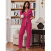 image:imageEkouaer Pajamas for Women Set Button Up Soft Pjs Short Sleeve Lounge Sets  Cute Scalloped Trim Notch Collar Side Pockets Soft Breathable FabricIdeal for Daily Wear Maternity PostpartumRose Red