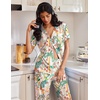 image:imageEkouaer Pajamas for Women Set Button Up Soft Pjs Short Sleeve Lounge Sets  Cute Scalloped Trim Notch Collar Side Pockets Soft Breathable FabricIdeal for Daily Wear Maternity PostpartumTropical Print