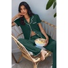 image:imageEkouaer Pajamas for Women Set Button Up Soft Pjs Short Sleeve Lounge Sets  Cute Scalloped Trim Notch Collar Side Pockets Soft Breathable FabricIdeal for Daily Wear Maternity PostpartumGreen