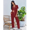image:imageEkouaer Pajamas for Women Set Button Up Soft Pjs Short Sleeve Lounge Sets  Cute Scalloped Trim Notch Collar Side Pockets Soft Breathable FabricIdeal for Daily Wear Maternity PostpartumWine Red