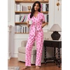 image:imageEkouaer Pajamas for Women Set Button Up Soft Pjs Short Sleeve Lounge Sets  Cute Scalloped Trim Notch Collar Side Pockets Soft Breathable FabricIdeal for Daily Wear Maternity PostpartumPink Bow Tie