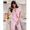 image:imageEkouaer Pajamas for Women Set Button Up Soft Pjs Short Sleeve Lounge Sets  Cute Scalloped Trim Notch Collar Side Pockets Soft Breathable FabricIdeal for Daily Wear Maternity PostpartumPink Stripe  Bow