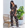image:imageEkouaer Pajamas for Women Set Button Up Soft Pjs Short Sleeve Lounge Sets  Cute Scalloped Trim Notch Collar Side Pockets Soft Breathable FabricIdeal for Daily Wear Maternity PostpartumBlack With Pink Hearts