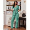 image:imageEkouaer Pajamas for Women Set Button Up Soft Pjs Short Sleeve Lounge Sets  Cute Scalloped Trim Notch Collar Side Pockets Soft Breathable FabricIdeal for Daily Wear Maternity PostpartumGreen Gray