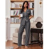 image:imageEkouaer Pajamas for Women Set Button Up Soft Pjs Short Sleeve Lounge Sets  Cute Scalloped Trim Notch Collar Side Pockets Soft Breathable FabricIdeal for Daily Wear Maternity PostpartumDeep Grey
