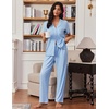image:imageEkouaer Pajamas for Women Set Button Up Soft Pjs Short Sleeve Lounge Sets  Cute Scalloped Trim Notch Collar Side Pockets Soft Breathable FabricIdeal for Daily Wear Maternity PostpartumLight Blue