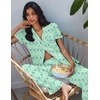 image:imageEkouaer Pajamas for Women Set Button Up Soft Pjs Short Sleeve Lounge Sets  Cute Scalloped Trim Notch Collar Side Pockets Soft Breathable FabricIdeal for Daily Wear Maternity PostpartumGreen Butterfly