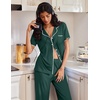 image:imageEkouaer Pajamas for Women Set Button Up Soft Pjs Short Sleeve Lounge Sets  Cute Scalloped Trim Notch Collar Side Pockets Soft Breathable FabricIdeal for Daily Wear Maternity PostpartumGreen