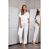 image:imageEkouaer Pajamas for Women Set Silky Satin 2 Piece Lounge Sets with Pockets  Lightweight pjselastic waist long pantsloose drop shoulderallseason daily weargreat giftwedding bridal partySXXXLWhite