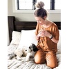 image:imageEkouaer Pajamas for Women Set Silky Satin 2 Piece Lounge Sets with Pockets  Lightweight pjselastic waist long pantsloose drop shoulderallseason daily weargreat giftwedding bridal partySXXXLCaramel