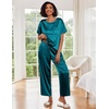 image:imageEkouaer Pajamas for Women Set Silky Satin 2 Piece Lounge Sets with Pockets  Lightweight pjselastic waist long pantsloose drop shoulderallseason daily weargreat giftwedding bridal partySXXXLGreen