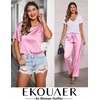 image:imageEkouaer Pajamas for Women Set Silky Satin 2 Piece Lounge Sets with Pockets  Lightweight pjselastic waist long pantsloose drop shoulderallseason daily weargreat giftwedding bridal partySXXXLHot Pink