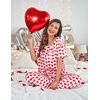 image:imageEkouaer Pajamas for Women Set Silky Satin 2 Piece Lounge Sets with Pockets  Lightweight pjselastic waist long pantsloose drop shoulderallseason daily weargreat giftwedding bridal partySXXXLRed Heart