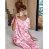 image:imageEkouaer Pajamas for Women Set Silky Satin 2 Piece Lounge Sets with Pockets  Lightweight pjselastic waist long pantsloose drop shoulderallseason daily weargreat giftwedding bridal partySXXXLBow
