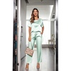 image:imageEkouaer Pajamas for Women Set Silky Satin 2 Piece Lounge Sets with Pockets  Lightweight pjselastic waist long pantsloose drop shoulderallseason daily weargreat giftwedding bridal partySXXXLAqua Green