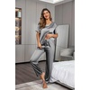 image:imageEkouaer Pajamas for Women Set Silky Satin 2 Piece Lounge Sets with Pockets  Lightweight pjselastic waist long pantsloose drop shoulderallseason daily weargreat giftwedding bridal partySXXXLDark Gray
