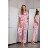 image:imageEkouaer Pajamas for Women Set Silky Satin 2 Piece Lounge Sets with Pockets  Lightweight pjselastic waist long pantsloose drop shoulderallseason daily weargreat giftwedding bridal partySXXXLPink Pineapple