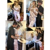image:imageEkouaer Pajamas for Women Set Silky Satin 2 Piece Lounge Sets with Pockets  Lightweight pjselastic waist long pantsloose drop shoulderallseason daily weargreat giftwedding bridal partySXXXLPink Love