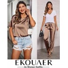 image:imageEkouaer Pajamas for Women Set Silky Satin 2 Piece Lounge Sets with Pockets  Lightweight pjselastic waist long pantsloose drop shoulderallseason daily weargreat giftwedding bridal partySXXXLBrown