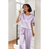 image:imageEkouaer Pajamas for Women Set Silky Satin 2 Piece Lounge Sets with Pockets  Lightweight pjselastic waist long pantsloose drop shoulderallseason daily weargreat giftwedding bridal partySXXXLPurple Striped