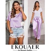 image:imageEkouaer Pajamas for Women Set Silky Satin 2 Piece Lounge Sets with Pockets  Lightweight pjselastic waist long pantsloose drop shoulderallseason daily weargreat giftwedding bridal partySXXXLLavender