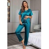 image:imageEkouaer Pajamas for Women Set Silky Satin 2 Piece Lounge Sets with Pockets  Lightweight pjselastic waist long pantsloose drop shoulderallseason daily weargreat giftwedding bridal partySXXXLGreen