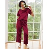 image:imageEkouaer Pajamas for Women Set Silky Satin 2 Piece Lounge Sets with Pockets  Lightweight pjselastic waist long pantsloose drop shoulderallseason daily weargreat giftwedding bridal partySXXXLWine Red