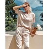 image:imageEkouaer Pajamas for Women Set Silky Satin 2 Piece Lounge Sets with Pockets  Lightweight pjselastic waist long pantsloose drop shoulderallseason daily weargreat giftwedding bridal partySXXXLChampagne