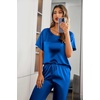 image:imageEkouaer Pajamas for Women Set Silky Satin 2 Piece Lounge Sets with Pockets  Lightweight pjselastic waist long pantsloose drop shoulderallseason daily weargreat giftwedding bridal partySXXXLRoyal Blue