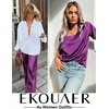 image:imageEkouaer Pajamas for Women Set Silky Satin 2 Piece Lounge Sets with Pockets  Lightweight pjselastic waist long pantsloose drop shoulderallseason daily weargreat giftwedding bridal partySXXXLPurple