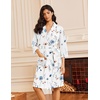 image:imageEkouaer Robes for Women Waffle Knit Kimono Bathrobe Loungewear with Pockets  Knee Length Maternity Robe Lightweight Soft Comfy Fabric Floral Print Ladies House CoatWhite Blue Flowers