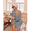 image:imageEkouaer Robes for Women Waffle Knit Kimono Bathrobe Loungewear with Pockets  Knee Length Maternity Robe Lightweight Soft Comfy Fabric Floral Print Ladies House CoatGrey