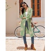 image:imageEkouaer Robes for Women Waffle Knit Kimono Bathrobe Loungewear with Pockets  Knee Length Maternity Robe Lightweight Soft Comfy Fabric Floral Print Ladies House CoatFloral Green