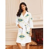 image:imageEkouaer Robes for Women Waffle Knit Kimono Bathrobe Loungewear with Pockets  Knee Length Maternity Robe Lightweight Soft Comfy Fabric Floral Print Ladies House CoatWhite Blue Eye Print