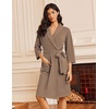 image:imageEkouaer Robes for Women Waffle Knit Kimono Bathrobe Loungewear with Pockets  Knee Length Maternity Robe Lightweight Soft Comfy Fabric Floral Print Ladies House CoatKhaki