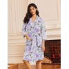 image:imageEkouaer Robes for Women Waffle Knit Kimono Bathrobe Loungewear with Pockets  Knee Length Maternity Robe Lightweight Soft Comfy Fabric Floral Print Ladies House CoatPurple Butterfly Floral
