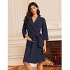 image:imageEkouaer Robes for Women Waffle Knit Kimono Bathrobe Loungewear with Pockets  Knee Length Maternity Robe Lightweight Soft Comfy Fabric Floral Print Ladies House CoatNavy Blue