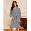 image:imageEkouaer Robes for Women Waffle Knit Kimono Bathrobe Loungewear with Pockets  Knee Length Maternity Robe Lightweight Soft Comfy Fabric Floral Print Ladies House CoatGrey